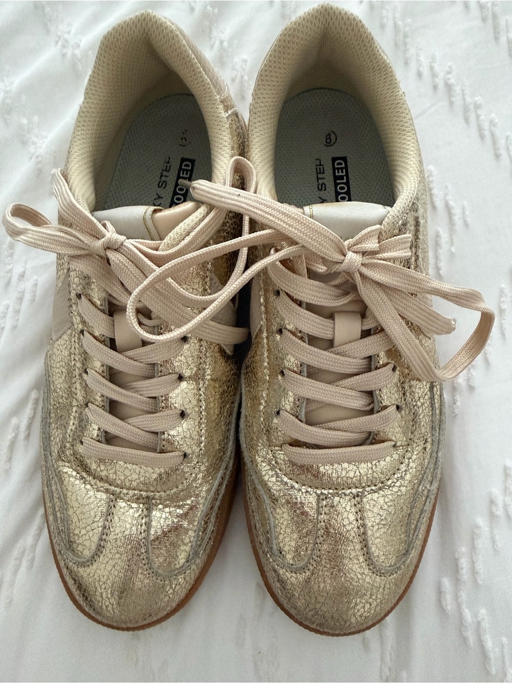 Lucky Step Metallic Gold Women's Lace-Up Sneakers